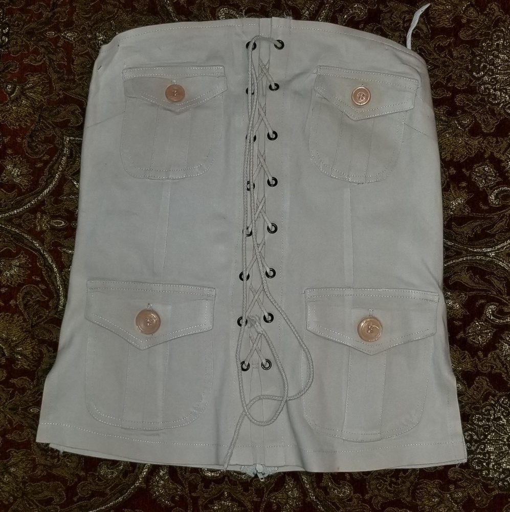khaki Strapless Top